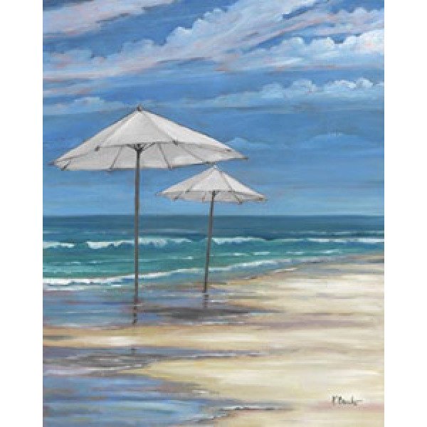 14007B Seascape with Umbrellas - White