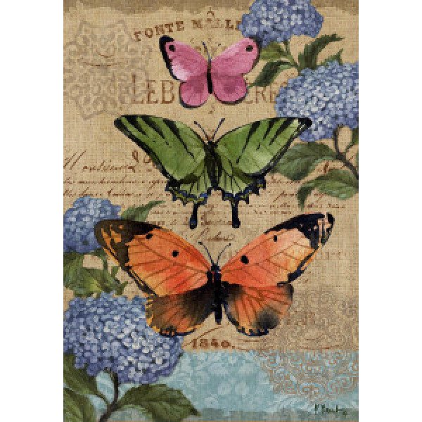 15637 Burlap Butterflies Vertical