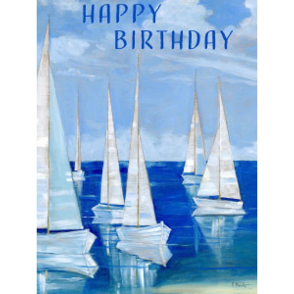 22572 Blanco Beach Sailboats Birthday Vertical