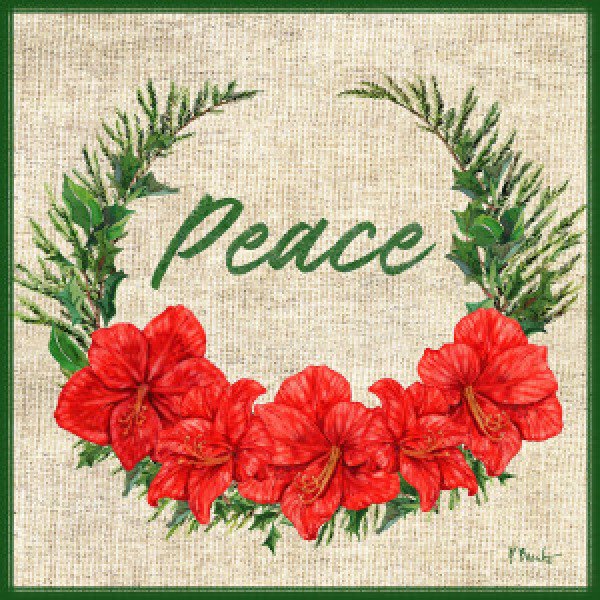 22722A Holiday Amaryllis Laurel - Burlap