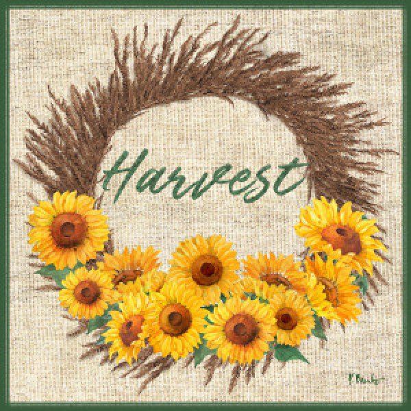 22723A Autumn Sunflower Wreath Laurel - Burlap