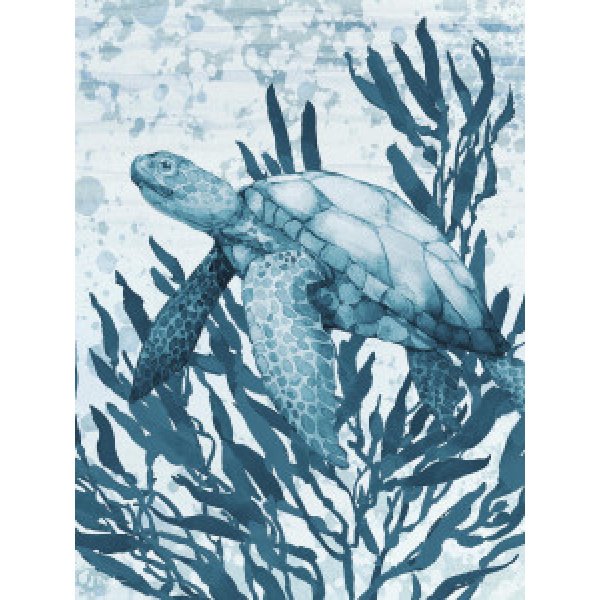 22795B Calypso Turtles Vertical II - Indigo