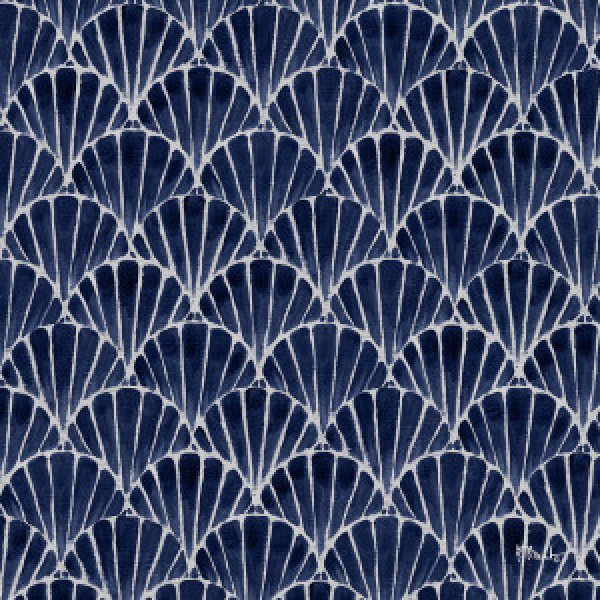 23517B Deco Shell Pattern - Navy