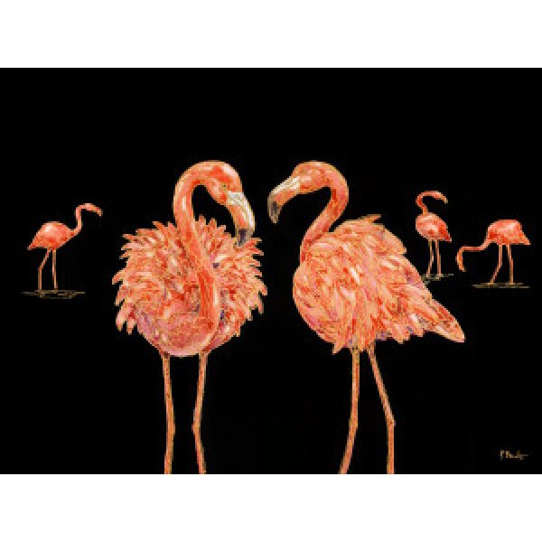 23546A Martinique Flamingos Horizontal - Black