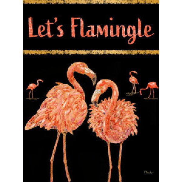 23547A Martinique Flamingos Vertical - Black