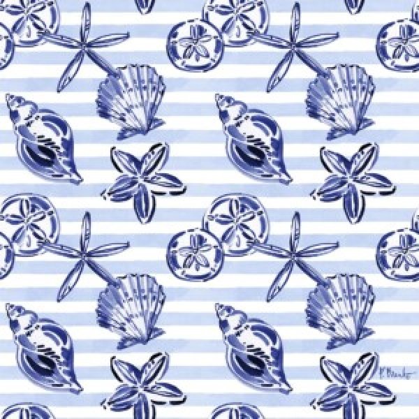 24747A Brushstroke Shells Repeat - Indigo