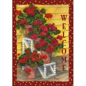14092A Spindle Shelf Geraniums Vertical