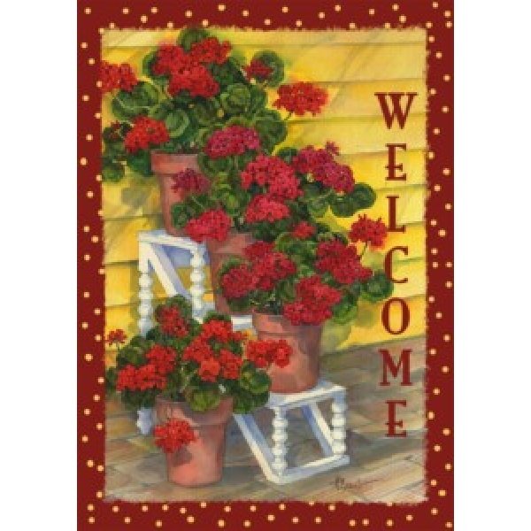 14092A Spindle Shelf Geraniums Vertical