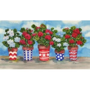 14610 Patriotic Fancy Pots Geraniums