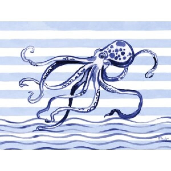 24751A Brushstroke Octopus Horizontal - Indigo