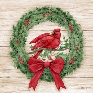 25614 Velvet Bow Cardinal Wreath