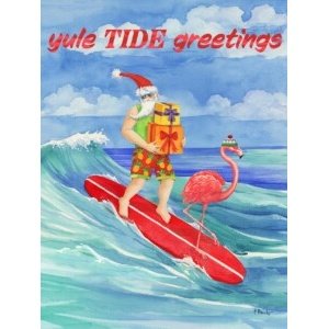 25617 Holiday Surfing Santa and Flamingo