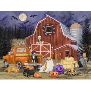 25628 Halloween Village Barn