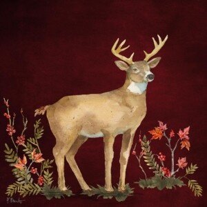 26631A Autumn Foliage Deer - Burgundy