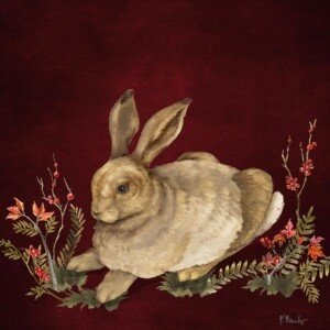 26634A Autumn Foliage Rabbit - Burgundy