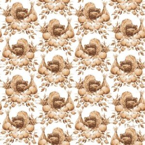 26641A Turkey and Pumpkins Toile - Golden