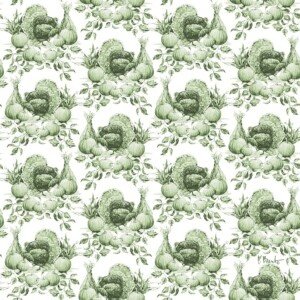 26641B Turkey and Pumpkins Toile - Sage