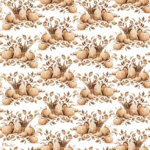 26642A Basket and Pumpkins Toile - Golden