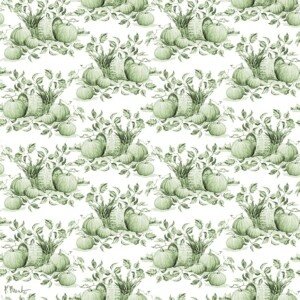 26642B Basket and Pumpkins Toile - Sage