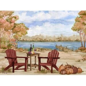 26654A Autumn Lakeview with Adirondack Chairs - Charcuterie